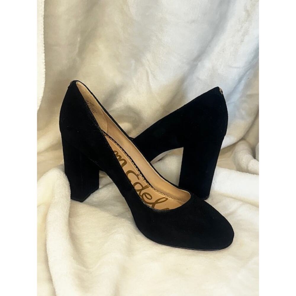 Sam Edelman Stillson Black Suede Chunky Heel Shoes Pumps Women’s 9